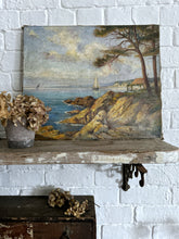 Load image into Gallery viewer, Vintage 1940&#39;s  seascape coastal vintage oil painting on canvas signed and dated 1946
