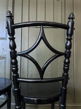 Load image into Gallery viewer, Aesthetic movement Edwardian early 20th century antique black painted bent wood chairs pair