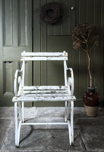 Load image into Gallery viewer, Antique Victorian English garden Seat Wrought Iron wooden slatted outdoor