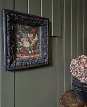 Load image into Gallery viewer, Antique Dutch school floral still life oil painting in decorative carved dark wooden antique frame