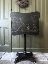 Load image into Gallery viewer, Antique chinoiserie quatrefoil tilt top black table with scroll feet