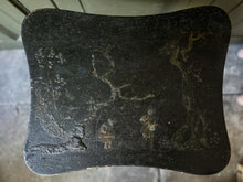 Load image into Gallery viewer, Antique chinoiserie quatrefoil tilt top black table with scroll feet