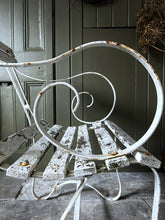 Load image into Gallery viewer, Antique Victorian English garden Seat Wrought Iron wooden slatted outdoor