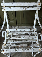 Load image into Gallery viewer, Antique Victorian English garden Seat Wrought Iron wooden slatted outdoor