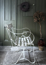 Load image into Gallery viewer, Antique Victorian English garden Seat Wrought Iron wooden slatted outdoor