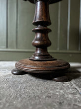 Load image into Gallery viewer, Antique Victorian mahohany reupholstered linen piano stool