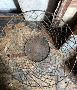 Antique metal wire waste paper basket