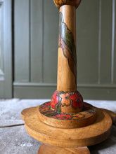 Load image into Gallery viewer, Art deco 1930's hand painted floral beech floor lamp