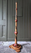 Load image into Gallery viewer, Art deco 1930's hand painted floral beech floor lamp