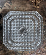 Load image into Gallery viewer, Vintage pressed glass, diamond cut, hobnail design, 1930's cake stand