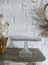 Load image into Gallery viewer, Vintage pressed glass, diamond cut, hobnail design, 1930's cake stand