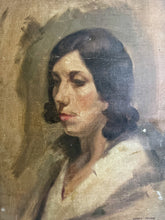 Load image into Gallery viewer, Early 20th century antique realism portrait oil painting on canvas signed Harry Young
