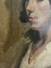 Load image into Gallery viewer, Early 20th century antique realism portrait oil painting on canvas signed Harry Young