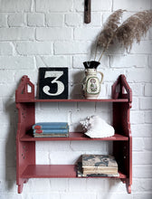 Load image into Gallery viewer, Ecclesiastical 19th Century 3 tiered shelf painted Scandinavian Falu rust red