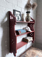 Load image into Gallery viewer, Ecclesiastical 19th Century 3 tiered shelf painted Scandinavian Falu rust red