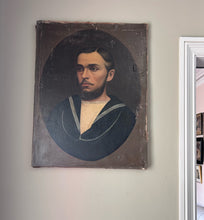 Load image into Gallery viewer, French late 19th Century sailor male oil painting portrait on stretched canvas