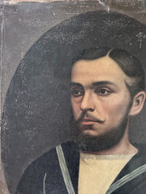 Load image into Gallery viewer, French late 19th Century sailor male oil painting portrait on stretched canvas