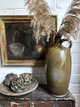 Load image into Gallery viewer, French salt glazed stoneware olive green bottle vase