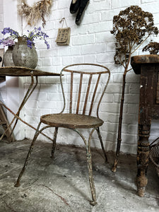 French vintage 1940's metal cafe bistro garden chair