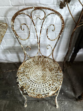 Load image into Gallery viewer, French vintage wrought iron metal cafe bistro decorative garden chair