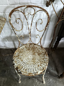 French vintage wrought iron metal cafe bistro decorative garden chair