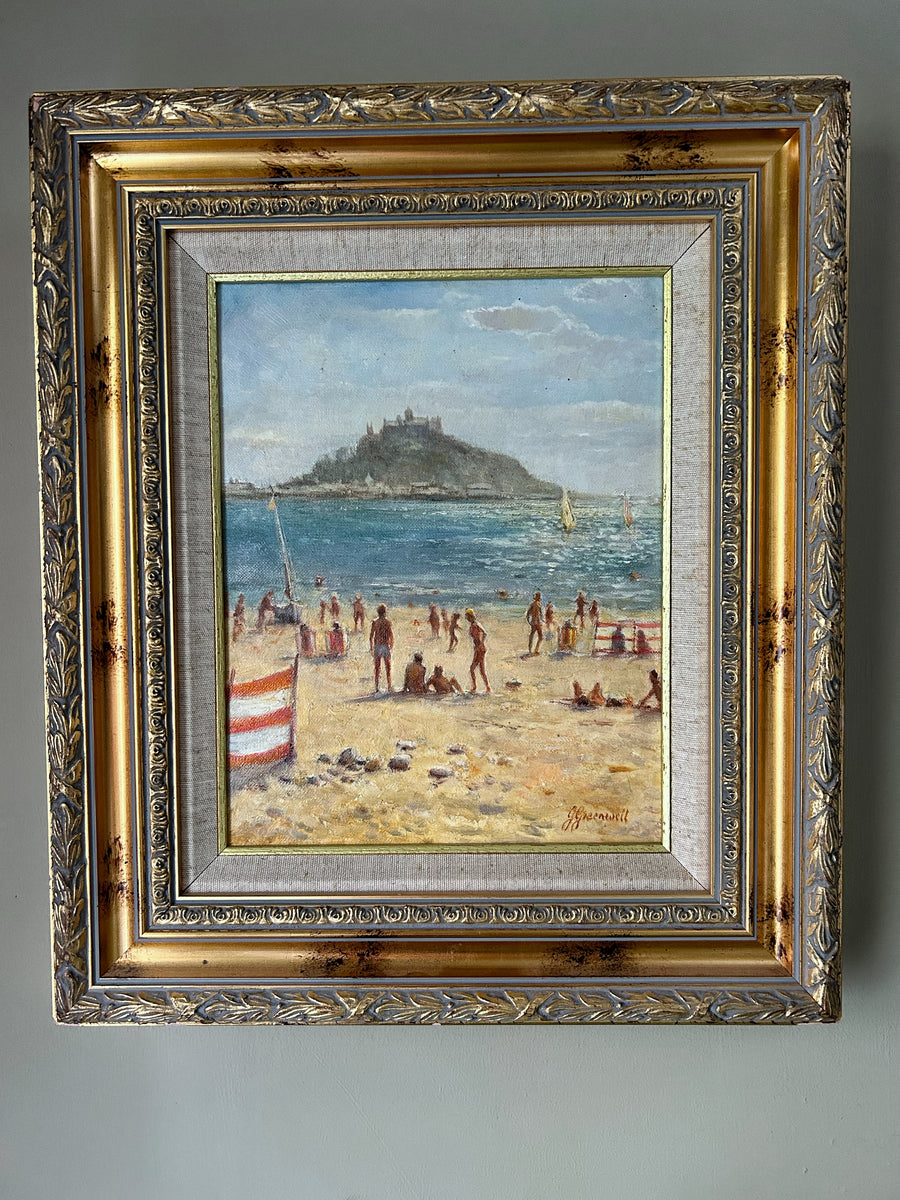 St Michaels Mount Cornish Oil painting on board John greenwell British