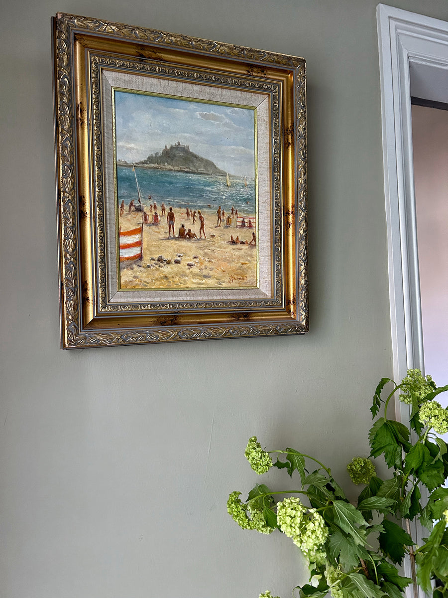 St Michaels Mount Cornish Oil painting on board John greenwell British