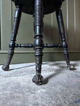 Load image into Gallery viewer, Late 19th Century American piano stool with glass ball feet & carpet tapestry fabric seat
