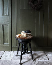 Load image into Gallery viewer, Late 19th Century American piano stool with glass ball feet & carpet tapestry fabric seat