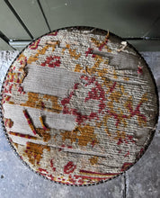 Load image into Gallery viewer, Late 19th Century American piano stool with glass ball feet & carpet tapestry fabric seat