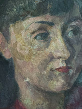 Load image into Gallery viewer, Mid Century oil painting portrait on board woman girl dated 1949 Slade School style