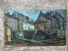 Load image into Gallery viewer, Mid 20th Century Street scene landscape oil painting on wooden panel signed