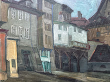 Load image into Gallery viewer, Mid 20th Century Street scene landscape oil painting on wooden panel signed