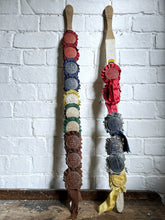 Load image into Gallery viewer, Vintage Pig Whip with Rosettes 1960's agricultural display show piece