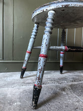 Load image into Gallery viewer, Art studio paint splattered Victorian turned leg wooden stool