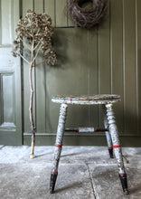 Load image into Gallery viewer, Art studio paint splattered Victorian turned leg wooden stool