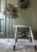 Load image into Gallery viewer, Art studio paint splattered Victorian turned leg wooden stool