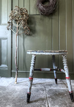 Load image into Gallery viewer, Art studio paint splattered Victorian turned leg wooden stool
