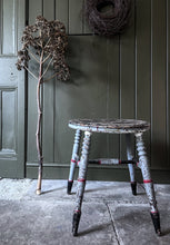 Load image into Gallery viewer, Art studio paint splattered Victorian turned leg wooden stool