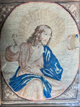 Load image into Gallery viewer, 18th Century Antique needlepoint Tapestry embroidery figure christ rosewood frame