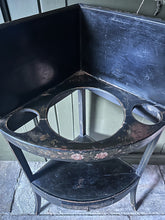Load image into Gallery viewer, 18th century Georgian antique polychrome hand painted floral corner wash stand