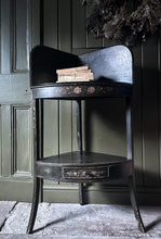 Load image into Gallery viewer, 18th century Georgian antique polychrome hand painted floral corner wash stand