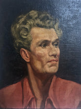 Load image into Gallery viewer, Early 20th century 1930's Vintage portrait oil painting of a male on board