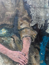 Load image into Gallery viewer, 1950's Mid 20th Century Mixed Media portrait painting of a woman seated