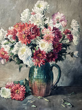 Load image into Gallery viewer, 1950&#39;s vintage still life water colour painting flowers in jug