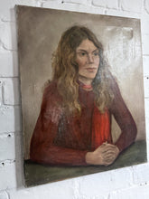 Load image into Gallery viewer, 1970&#39;s portrait oil painting on canvas female lady