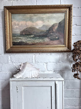 Load image into Gallery viewer, 19th Century Antique Seascape Coastal oil painting on canvas