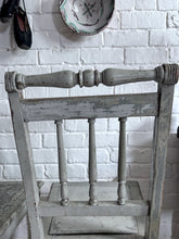 Load image into Gallery viewer, 18th Century Antique Gustavian Swedish grey original painted pair of spindle back chairs