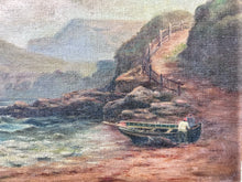 Load image into Gallery viewer, 19th Century Antique Seascape Coastal oil painting on canvas