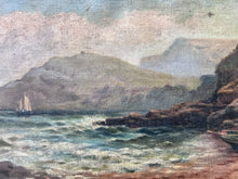 Load image into Gallery viewer, 19th Century Antique Seascape Coastal oil painting on canvas
